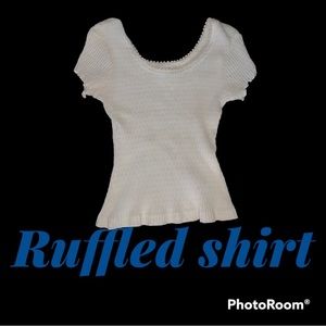 Lajatè brand cream ruffle shirt has a lot of stretch measurements are in picture